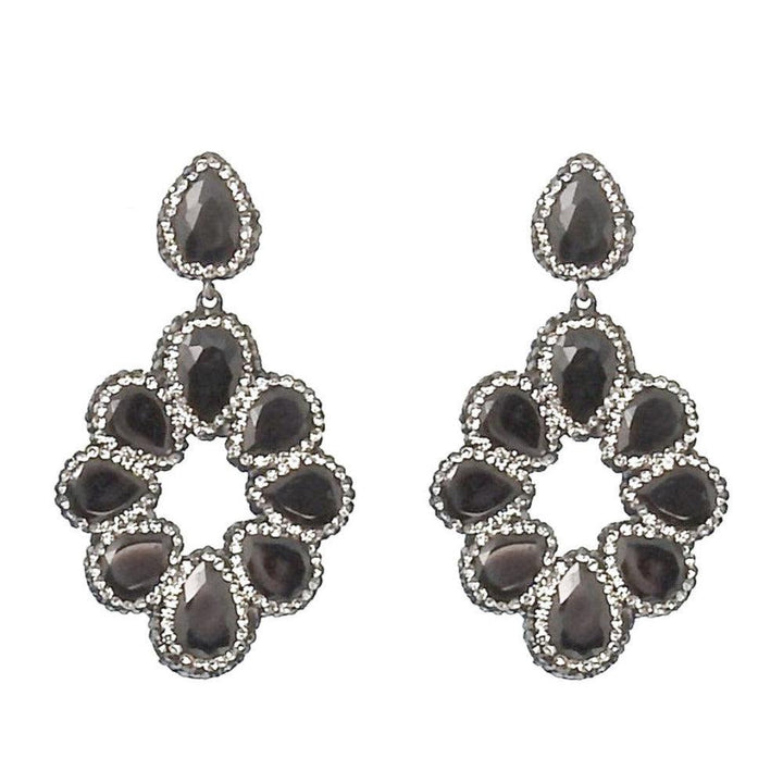 Hematite and Crystal Earrings-Theia Jewelry-Swag Designer Jewelry