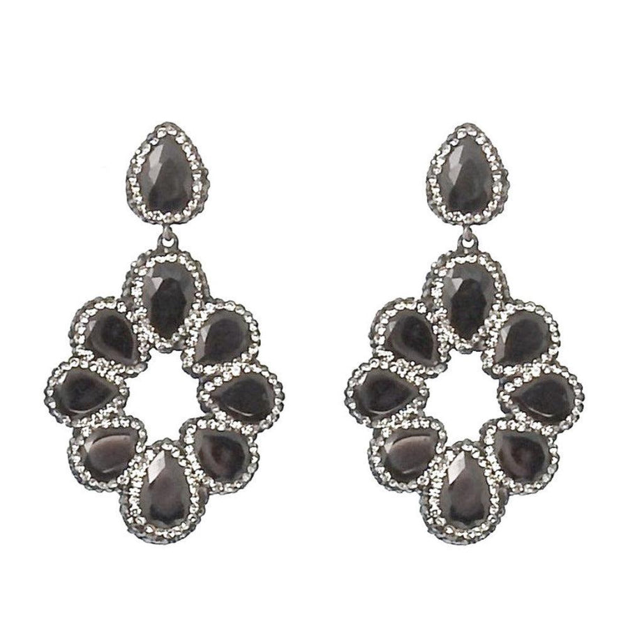 Hematite and Crystal Earrings-Theia Jewelry-Swag Designer Jewelry
