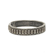 Hinged Silver Bangle Bracelet with Crystals-Tat2 Designs-Swag Designer Jewelry