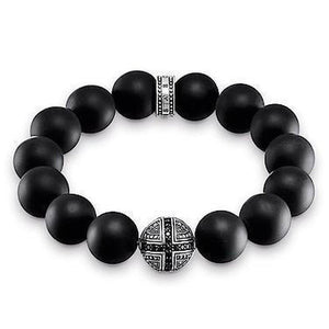 Honed Obsidian Bracelet with Cross-Thomas Sabo-Swag Designer Jewelry