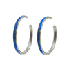 Blue opal hoop earrings with silver settings
