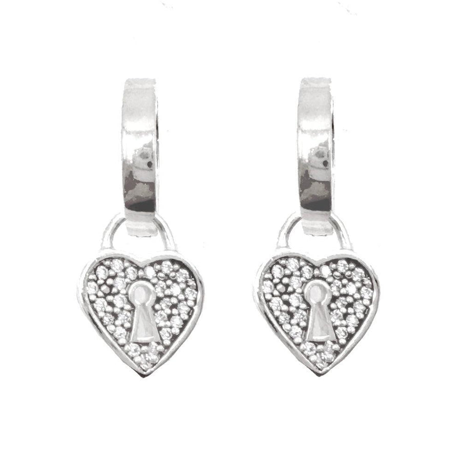 Huggie with Pave Heart Dangle