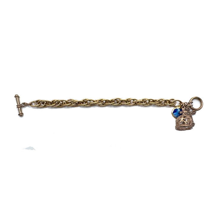 Gold Charm Bracelet with Crown