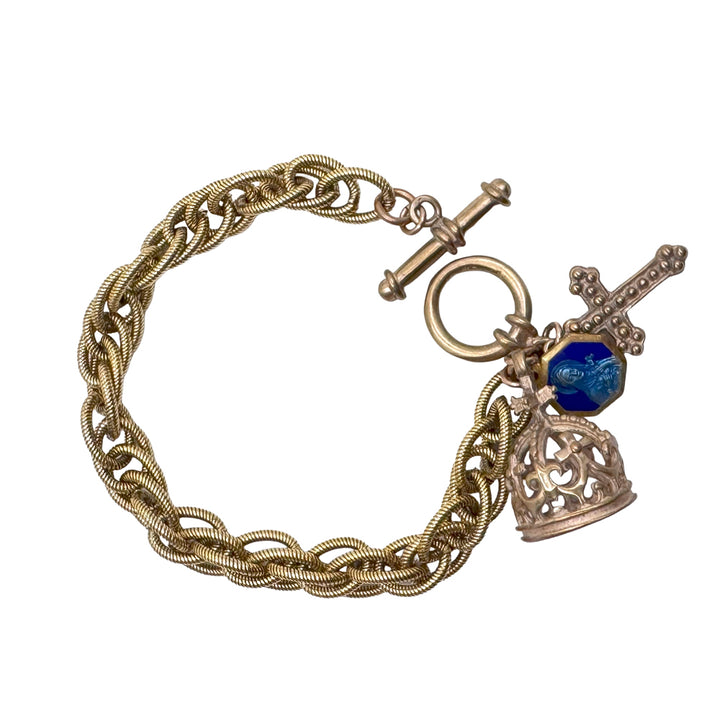 Gold Charm Bracelet with Crown