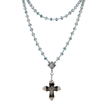 Rosary in Blue Lagoon-Virgins Saints and Angels-Swag Designer Jewelry