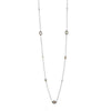 Elegant Imperial Mother of Pearl station necklace featuring oval and square accents.
