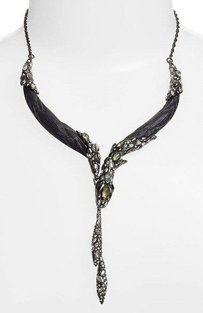 ALEXIS BITTAR Dark Alchemy on sale Snake Serpant Gunmetal Necklace + Gift pouch