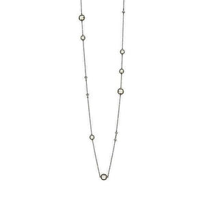Industrial Finish Pearl Station Necklace-Freida Rothman-Swag Designer Jewelry