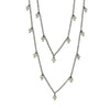 Industrial Three Point Diamond Necklace, oxidized silver chain with dangling clusters
