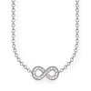 Infinity Diamond Necklace: Silver chain, sparkling infinity symbol pendant.
