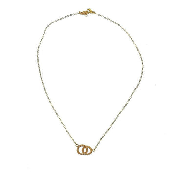 Gold interlocking rings pendant necklace on delicate chain
