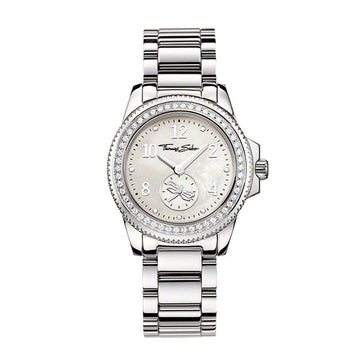 Thomas Sabo It Girl watch: silver stainless steel bracelet, crystal-accented bezel, mother-of-pearl face.
