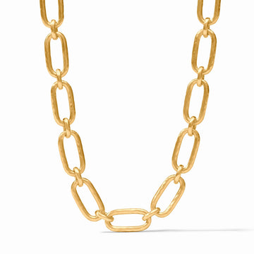 Sahara Demi Link necklace in 24K gold plate featuring a textured oval chain design with a 19-inch adjustable length.