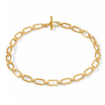 19-inch 24K gold-plated link necklace with a textured finish and toggle clasp.