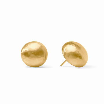 Modern hammered gold-plated Solara stud earrings with a smooth, rounded design for pierced ears.