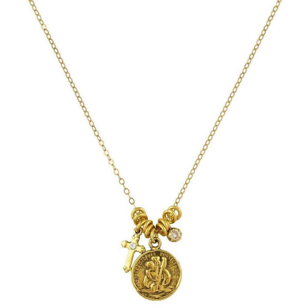 Justice St. Christopher gold necklace with charm accents.
