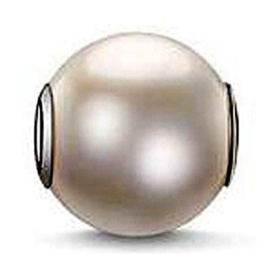 Large cream-colored Karma Bead Big Pearl charm with silver accents.

