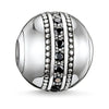 Karma Bead Fast Lane sterling silver bead; black stones, beaded accents.
