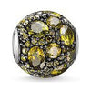 Karma Bead Green Planet charm:  faceted olive & yellow crystal bead, sterling silver.
