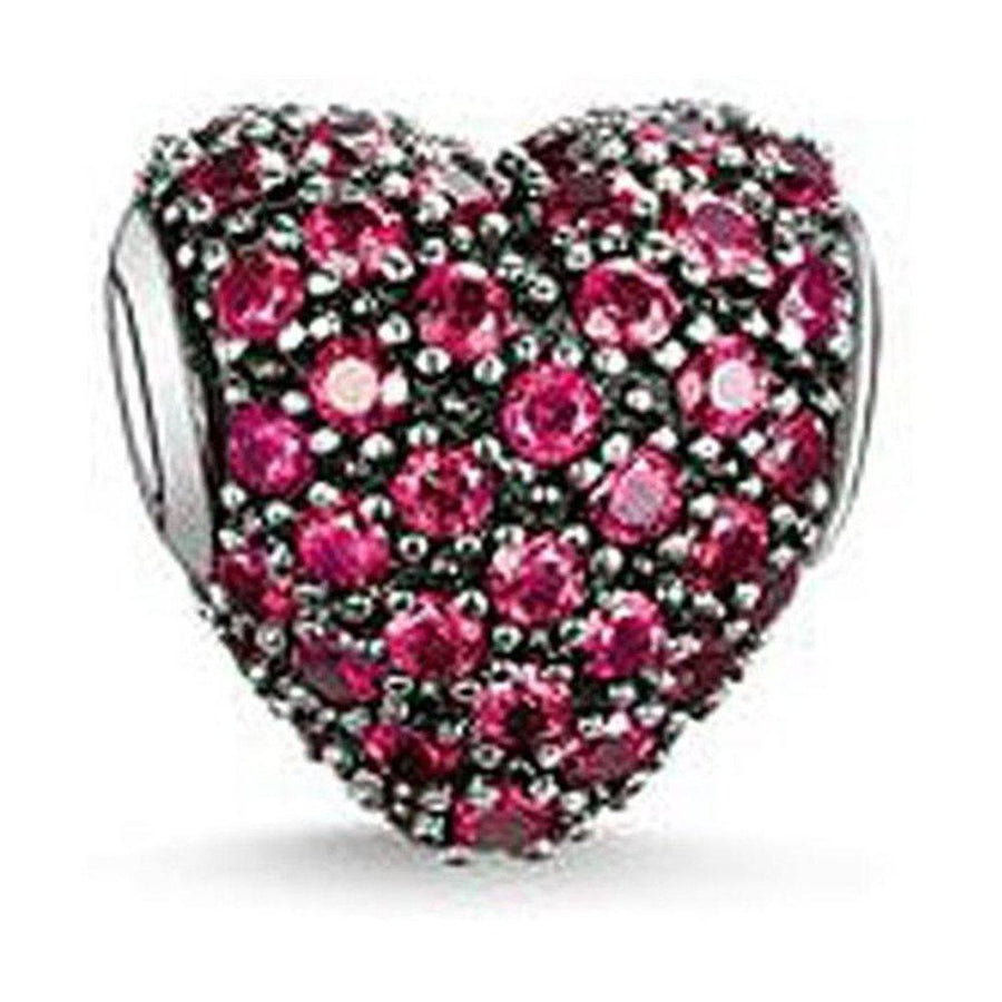 Red pave heart Karma bead charm
