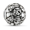 Silver Karma Bead Skulls charm featuring multiple detailed skull designs.
