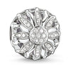 Karma Bead Sunshine: Silver charm featuring a sparkling cubic zirconia sunflower design.
