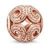 Rose gold Karma Bead Wave charm with intricate detailing
