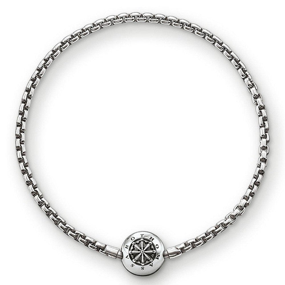Thomas Sabo Karma Bracelet, oxidized finish, silver chain bracelet with signature charm.
