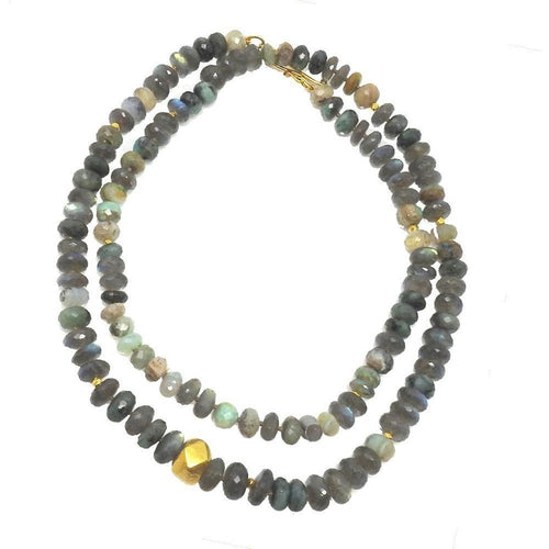 Labradorite, Chrysophase Necklace-Lena Skadesgard-Swag Designer Jewelry