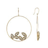 Labradorite Ultra Eclipse gold hoop earrings with shimmering grey labradorite accents.
