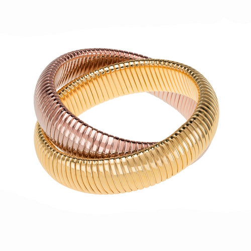 Large Double Cobra Bracelet in Gold and Rose Gold-Janis Savitt-Swag Designer Jewelry