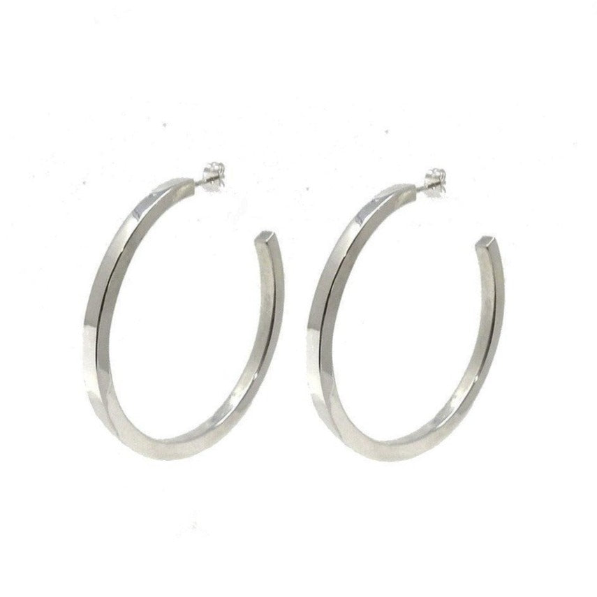Large Hoop Earring-Taxco Sterling-Swag Designer Jewelry
