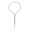 Silver Lariat Pave Necklace, sparkling crystal accents, elegant Y-shaped design.

