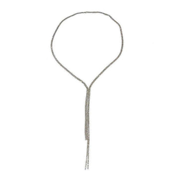 Silver Lariat Pave Necklace, sparkling crystal accents, elegant Y-shaped design.
