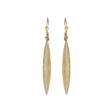 Leaf Earring with Crystal Accents-La Vie Parisienne-Swag Designer Jewelry