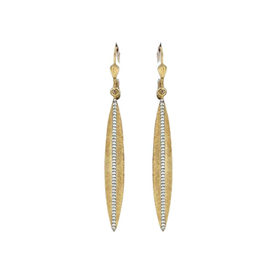 Leaf Earring with Crystal Accents-La Vie Parisienne-Swag Designer Jewelry