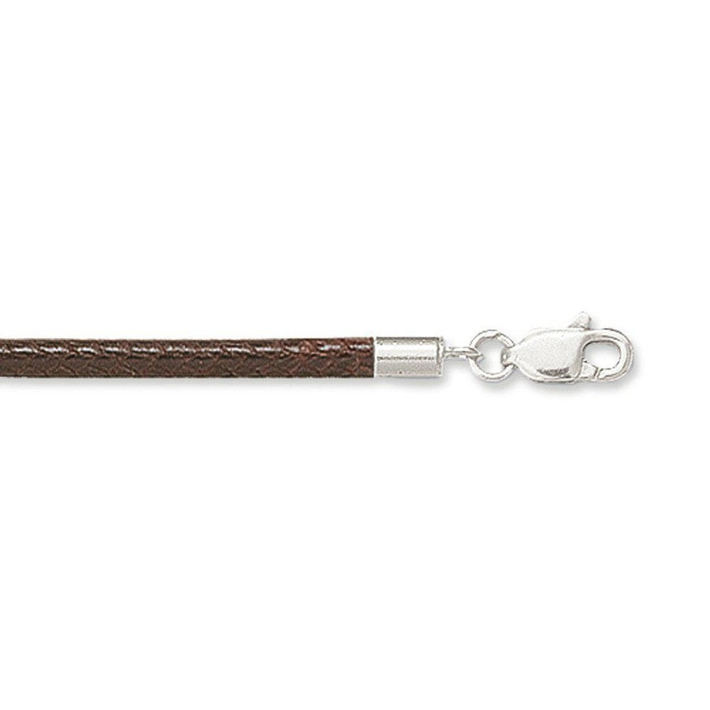 Brown leather cord with silver clasp
