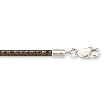 Brown leather cord with silver clasp
