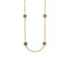 Loire Station Necklace: Gold chain with three blue sapphires.
