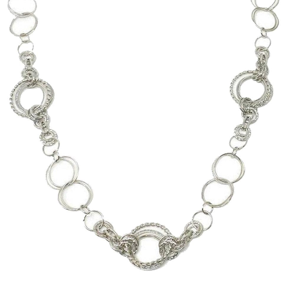 Long Round Silver Link Necklace-Jose Maria Barrera-Swag Designer Jewelry