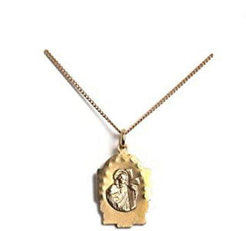 Gold Guadalupe charm necklace with delicate chain.
