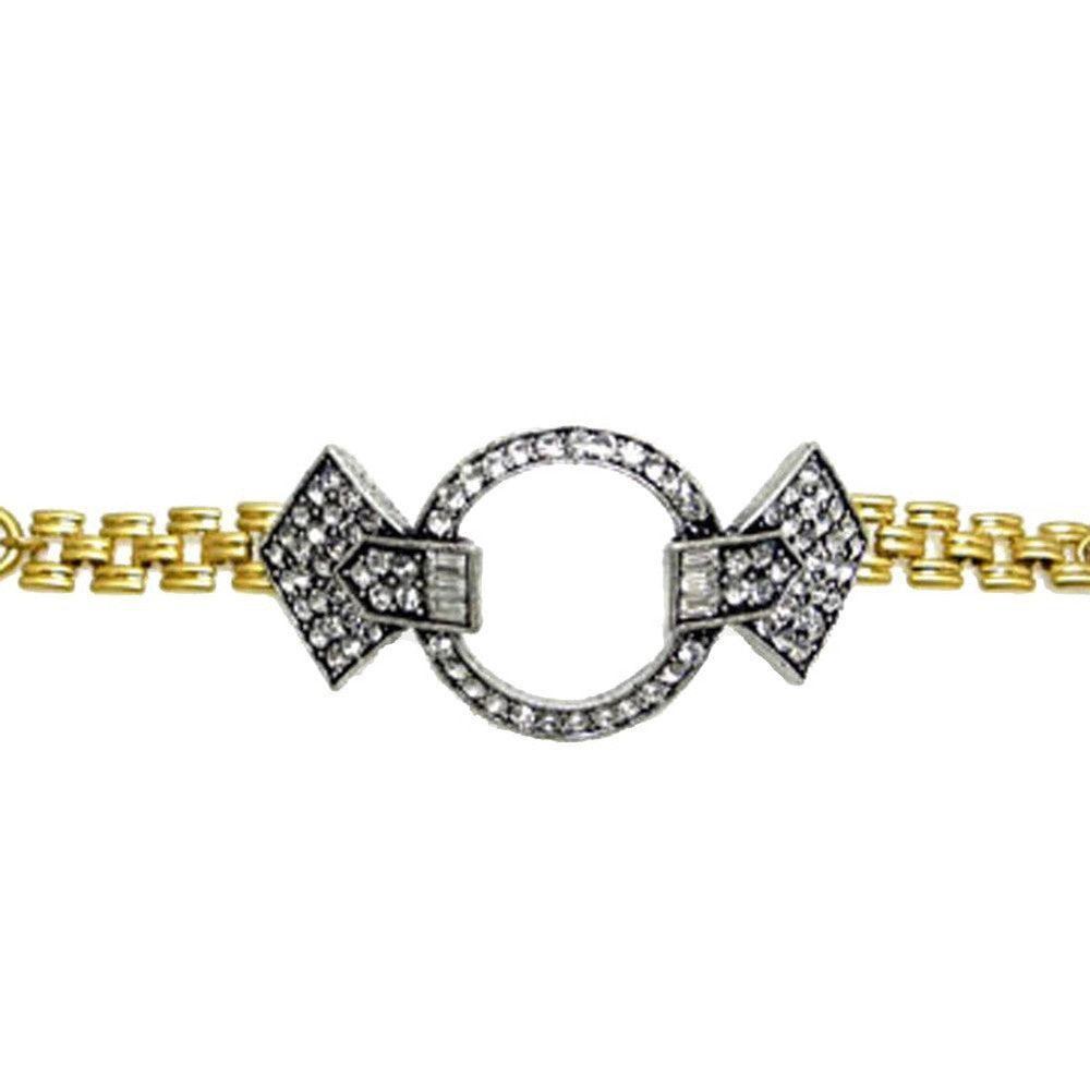 Lulu Frost Stardust Bracelet:  Gold chain, antique silver circle & diamond accents.
