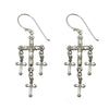 Silver Madonna Multi Cross earrings with baguette & round cubic zirconia.
