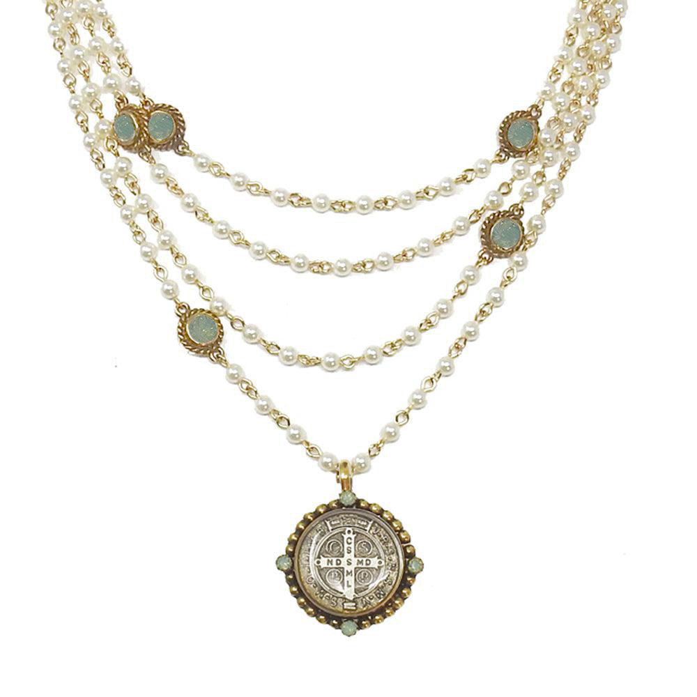 Magdalena Pearl Pacific Opal Asst Medals-Virgins Saints and Angels-Swag Designer Jewelry