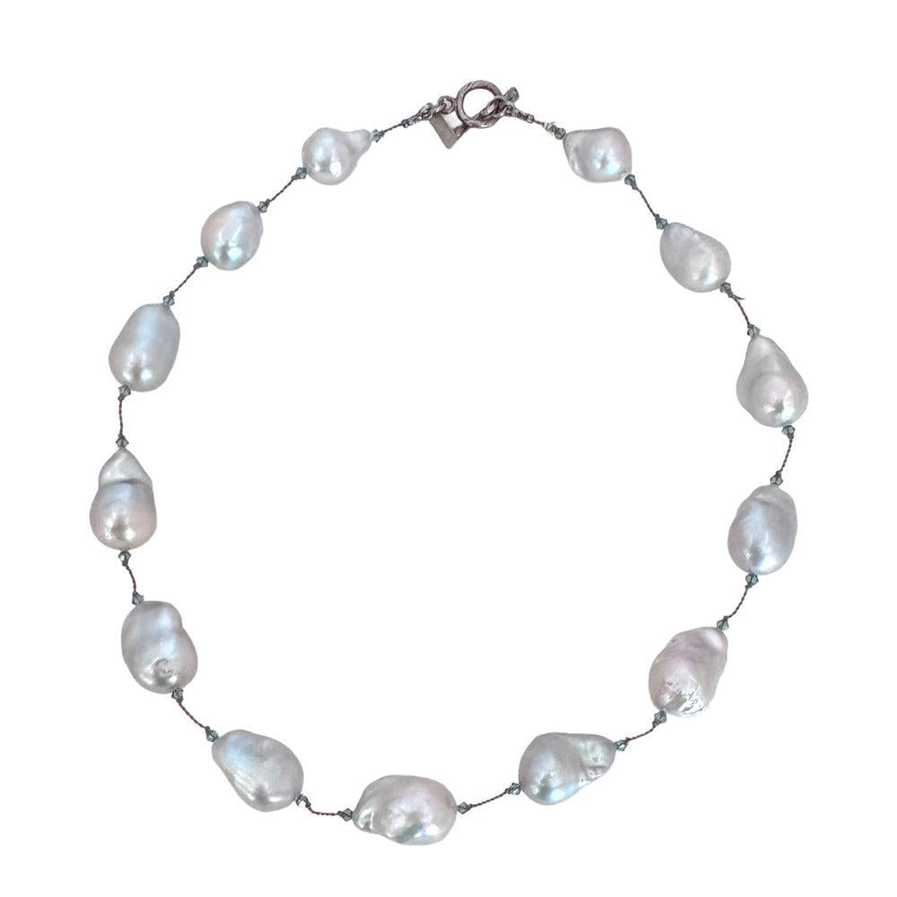 Margo Morrison Grey Baroque Pearl, Swarovski Crystal Necklace-Margo Morrison-Swag Designer Jewelry