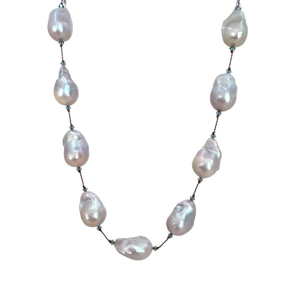 Margo Morrison Grey Baroque Pearl, Swarovski Crystal Necklace-Margo Morrison-Swag Designer Jewelry