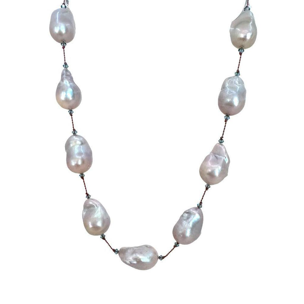 Margo Morrison Grey Baroque Pearl, Swarovski Crystal Necklace-Margo Morrison-Swag Designer Jewelry
