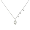 Marquis diamond & topaz necklace with delicate chain and shimmering accents.
