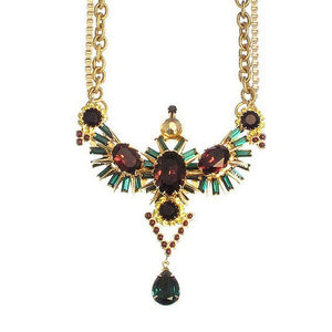 McPherson Necklace in Gold with Burgundy Pendant-Elizabeth Cole-Swag Designer Jewelry