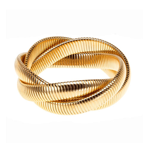 Medium Triple Cobra Bracelet in Gold-Janis Savitt-Swag Designer Jewelry